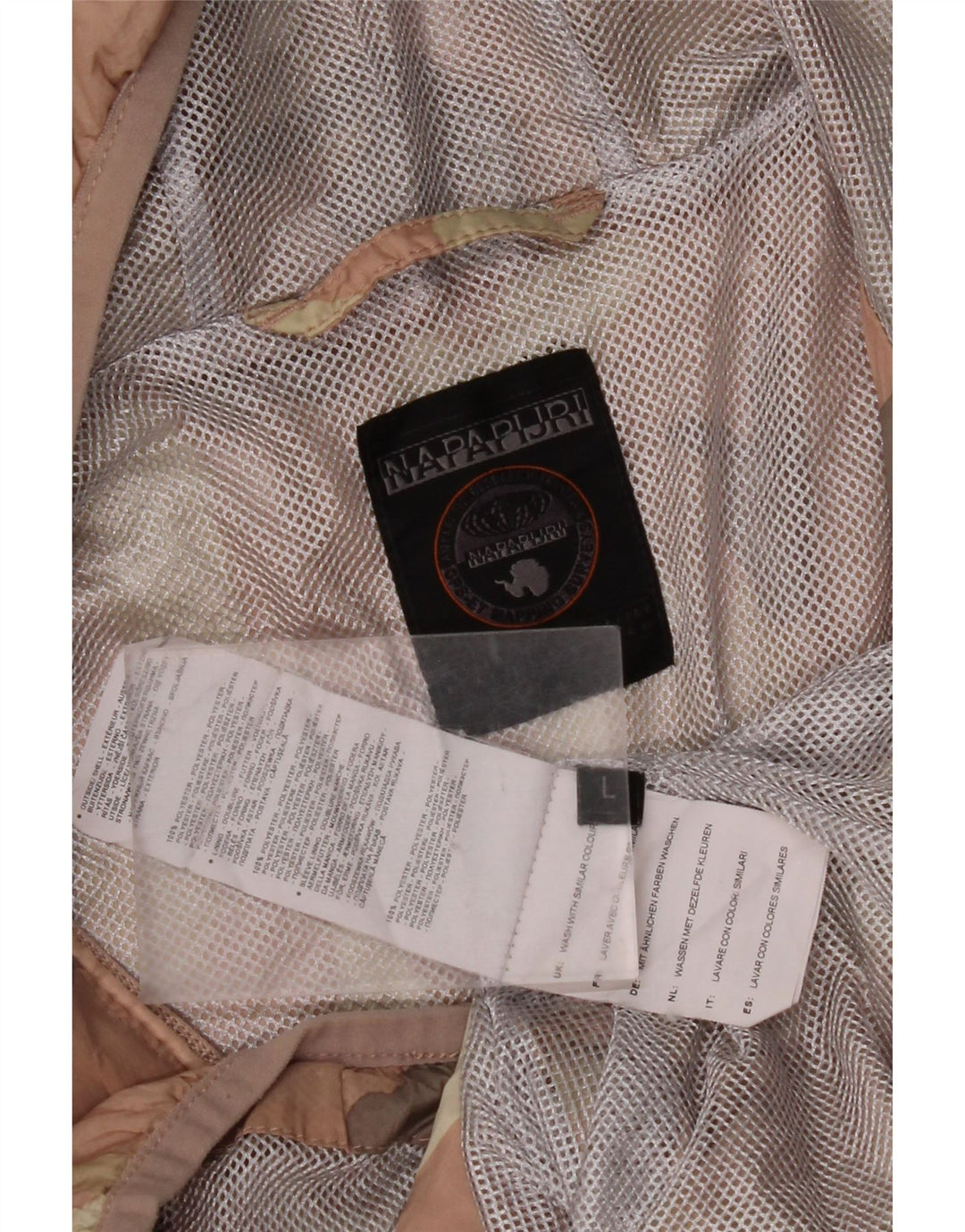 Damska kurtka przeciwdeszczowa z kapturem NAPAPIJRI UK 16, duża, różowa, kamuflaż, poliester