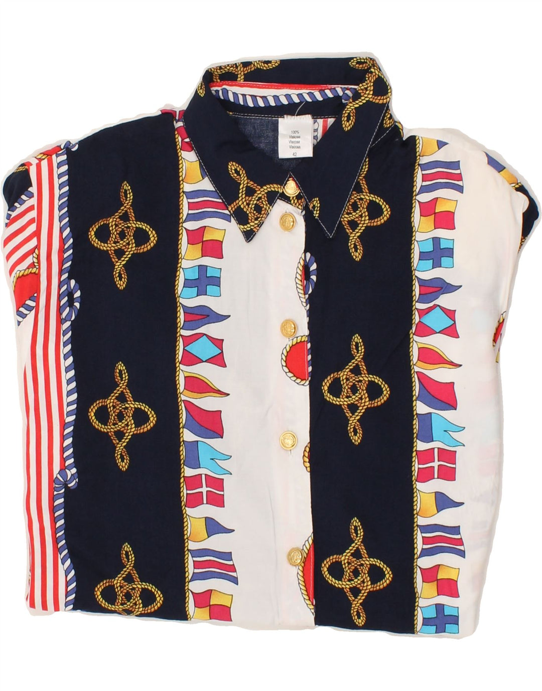 VINTAGE Womens Short Sleeve Shirt IT 42 Medium Multicoloured Striped Vintage Vintage and Second-Hand Vintage from Messina Hembry 