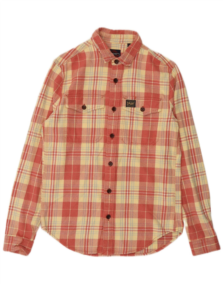 Męska koszula flanelowa Superdry, mała, bawełniana w czerwoną kratę