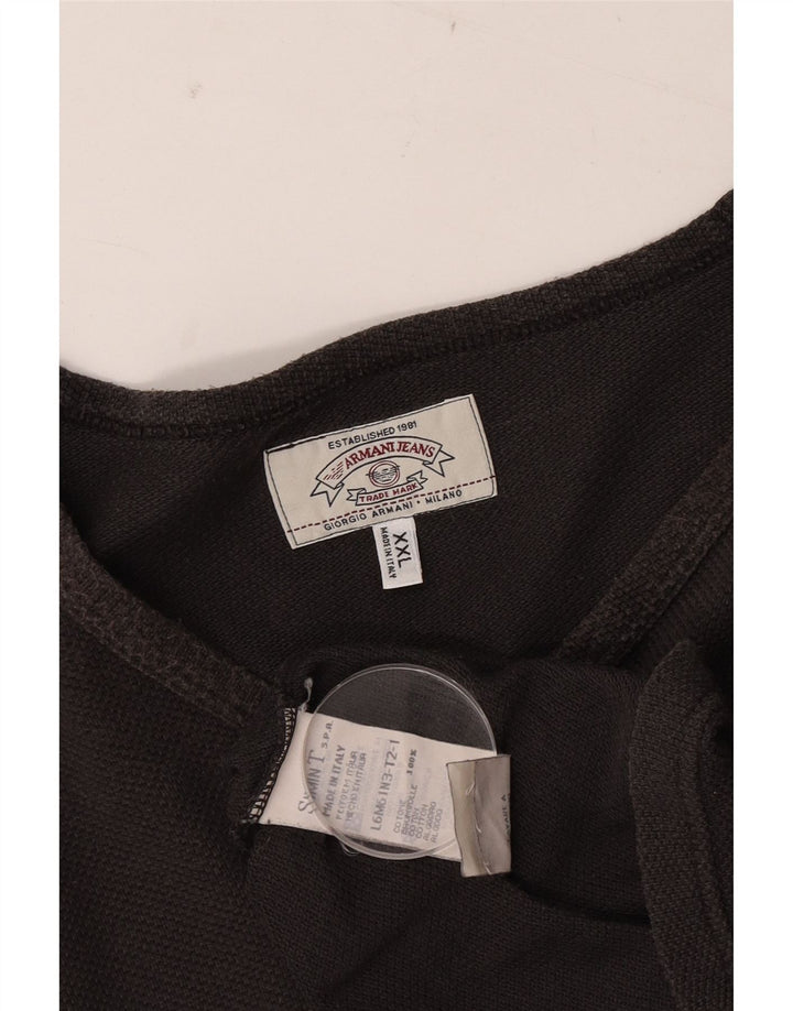 Armani Jeans Męski top z długim rękawem 2XL, szara bawełna