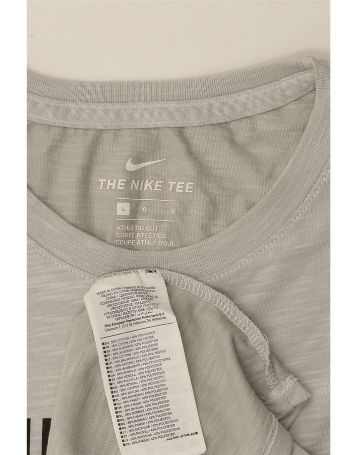 NIKE Mens Athletic Cut Graphic T-Shirt Top Large Grey Cotton Vintage Nike and Second-Hand Nike from Messina Hembry 