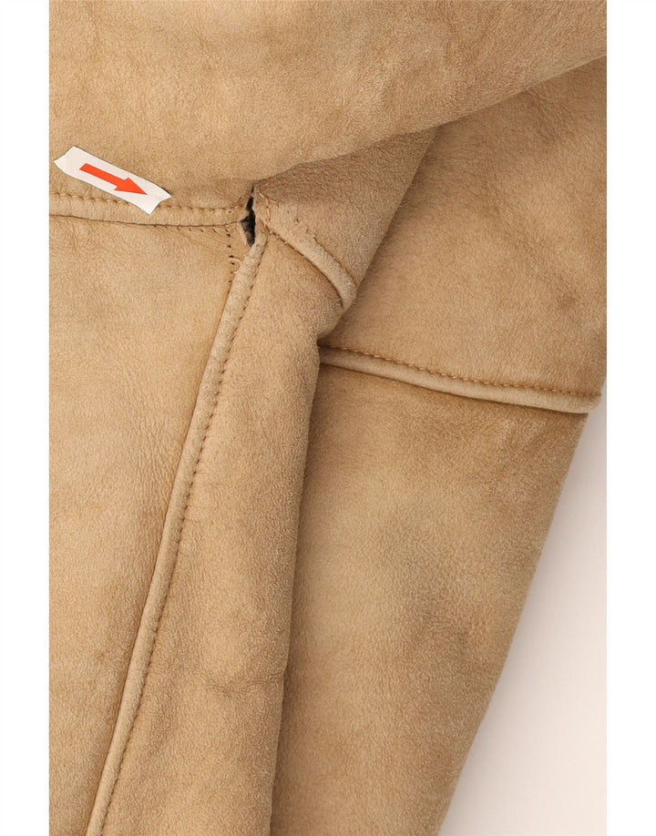 Vintage męska kurtka shearling UK 38 średni brąz