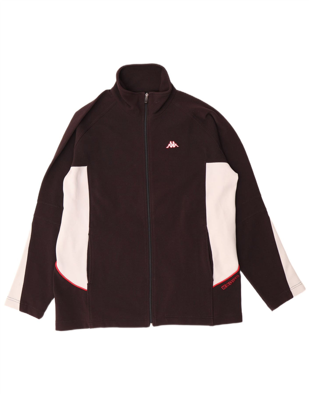 Męska kurtka dresowa KAPPA, duży, czarny poliester z blokami kolorów