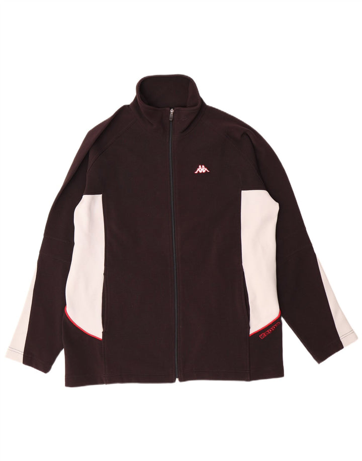 Męska kurtka dresowa KAPPA, duży, czarny poliester z blokami kolorów