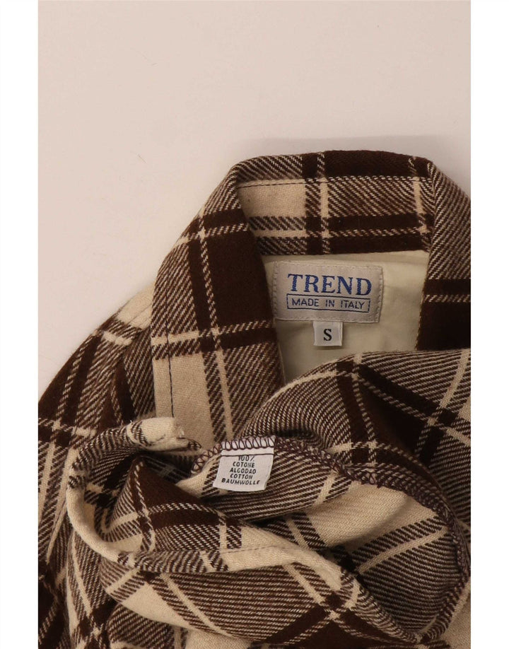 Trend Męska Koszula Flanelowa Drwal Mała Brązowa Bawełna w Kratę