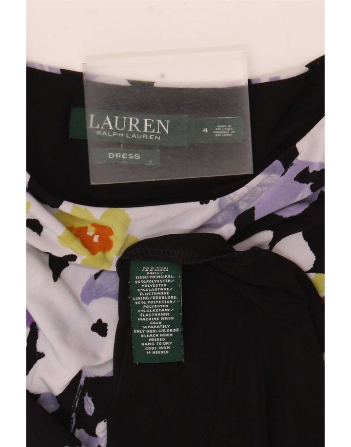 Damska sukienka płaszczowa Ralph Lauren US 4, mała czarna w kwiaty, poliester