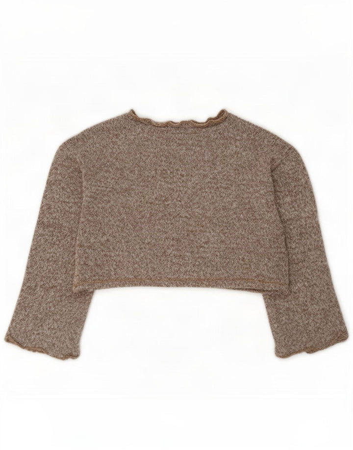 Damski krótki top oversize Zara z długim rękawem, UK 10, mały, brązowy poliester