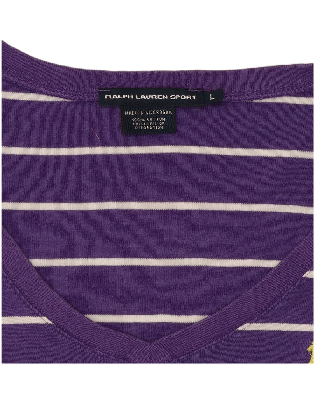 RALPH LAUREN T-shirt damski Top UK 14, bawełniany w duże fioletowe paski