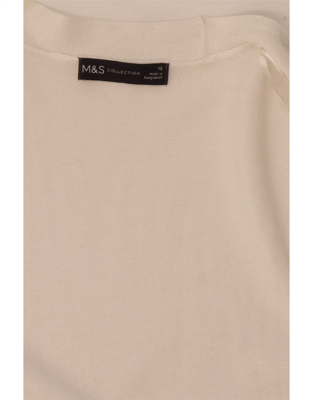 Marks & Spencer Womens Open Cardigan Sweater UK 12 Medium White