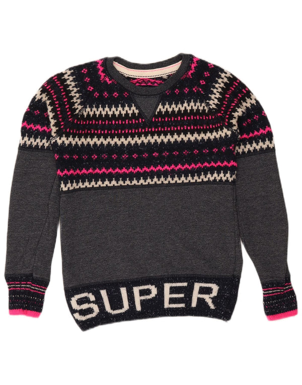 Damski sweter z okrągłym dekoltem SUPERDRY UK 6 XS Granatowy Fair Isle