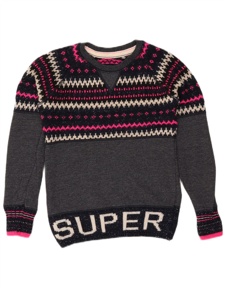 Damski sweter z okrągłym dekoltem SUPERDRY UK 6 XS Granatowy Fair Isle