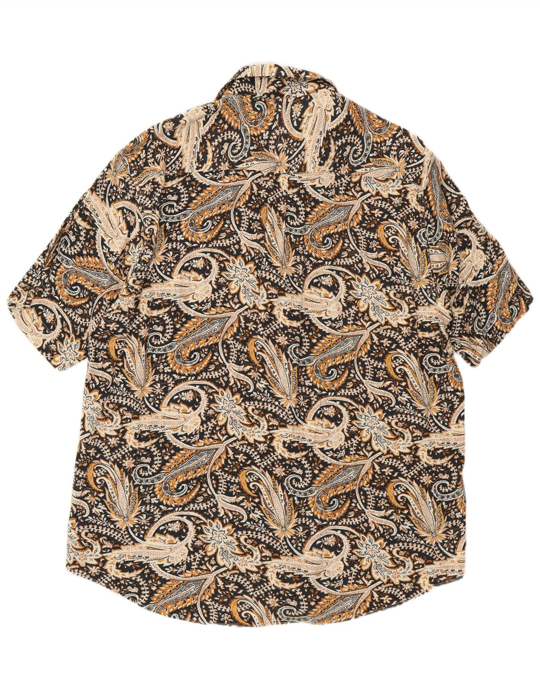 Vintage męska koszula z krótkim rękawem, duża czarna paisley