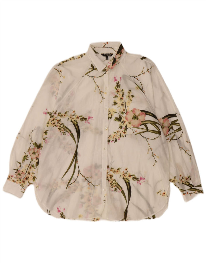 Damska koszula Massimo Dutti See Through Oversize EU 36 XS w białe kwiaty