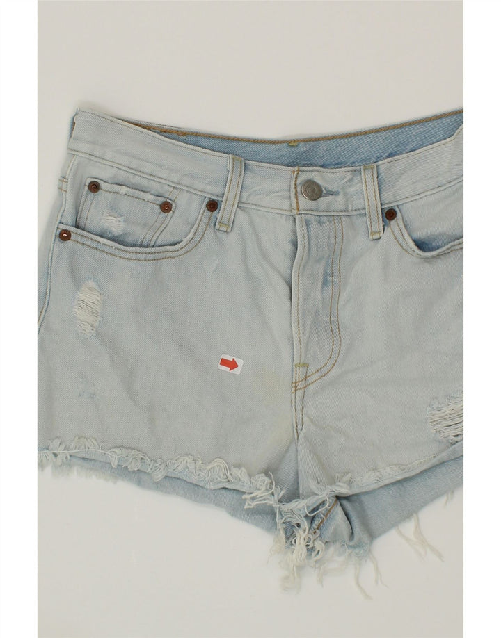 LEVI'S Womens Distressed Denim Shorts W28 Medium Blue Cotton Vintage Levi's and Second-Hand Levi's from Messina Hembry 