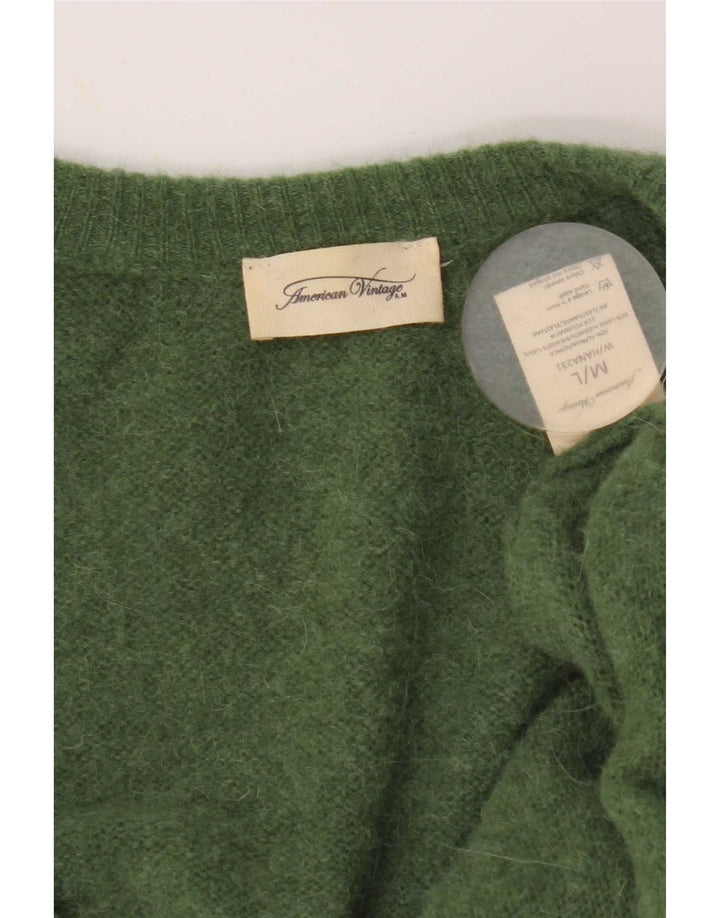 Vintage damski sweter oversize z rękawem 3/4 UK 14, średni zielony