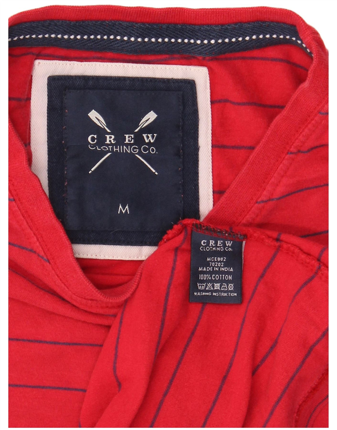Crew Clothing Męski T-shirt Top, bawełniany, w średnie czerwone paski