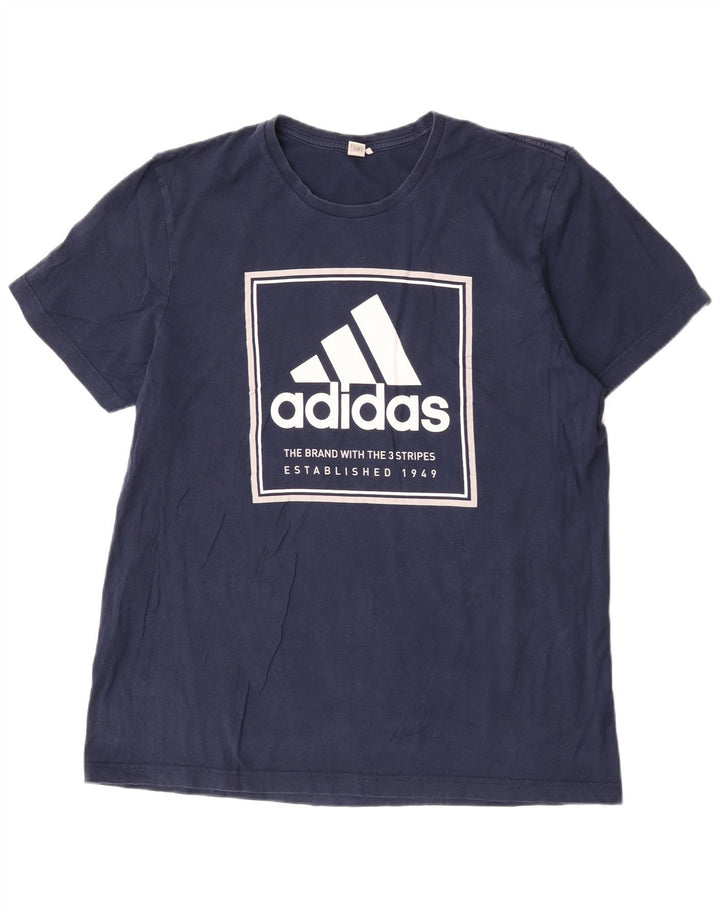Męska koszulka z grafiką Adidas, duża, granatowa
