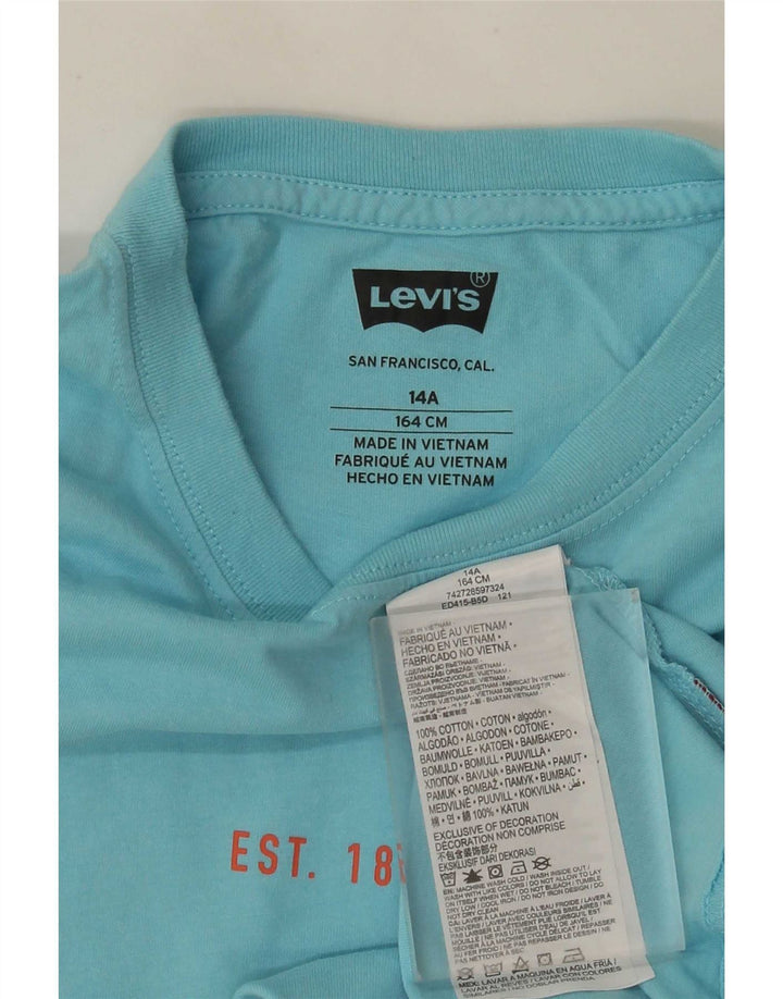 Chłopięcy T-shirt z grafiką Levi's, 13-14 lat, niebieska bawełna