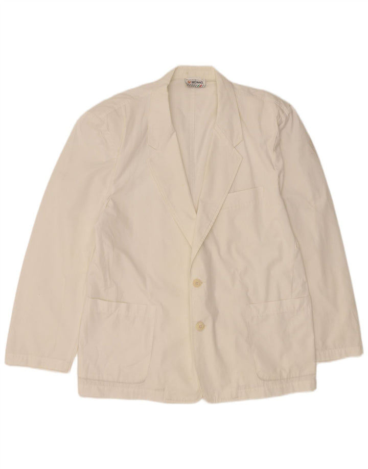 STEFANEL Mens 2 Button Blazer Jacket UK 42 XL White Polyester