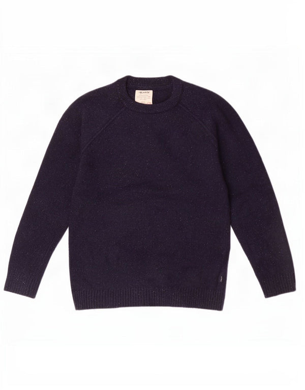 Męski sweter z okrągłym dekoltem Fat Face XL, granatowy, nakrapiana wełna jagnięca