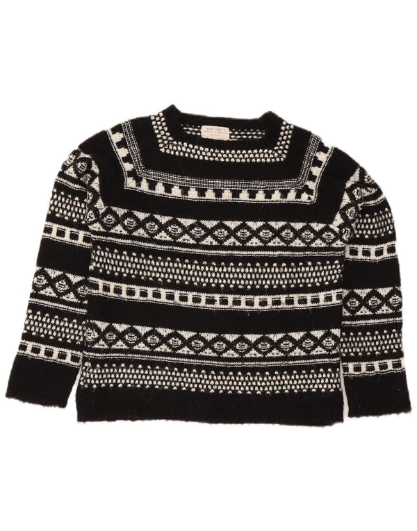 Sweter dziewczęcy Zara z dekoltem w łódkę 11-12 lat, czarny Fair Isle