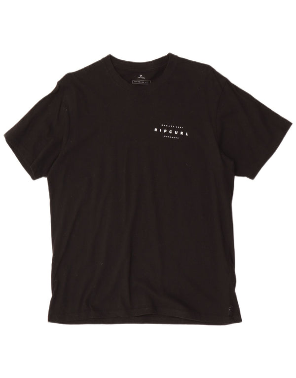 Męski T-shirt z grafiką Rip Curl o standardowym kroju, duży, czarny, bawełniany