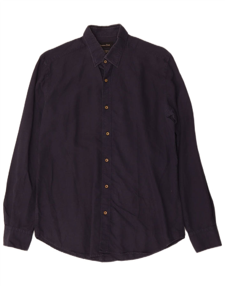 Koszula męska Massimo Dutti, średnia, granatowa, bawełniana