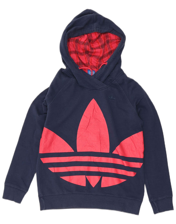 Adidas Męski sweter z kapturem z grafiką UK 10, mały, granatowy, bawełniany