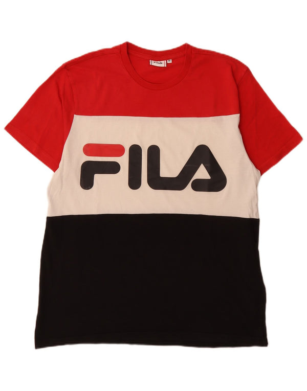 Męska koszulka z grafiką Fila Top, średnia, wielobarwna bawełna z blokami kolorów