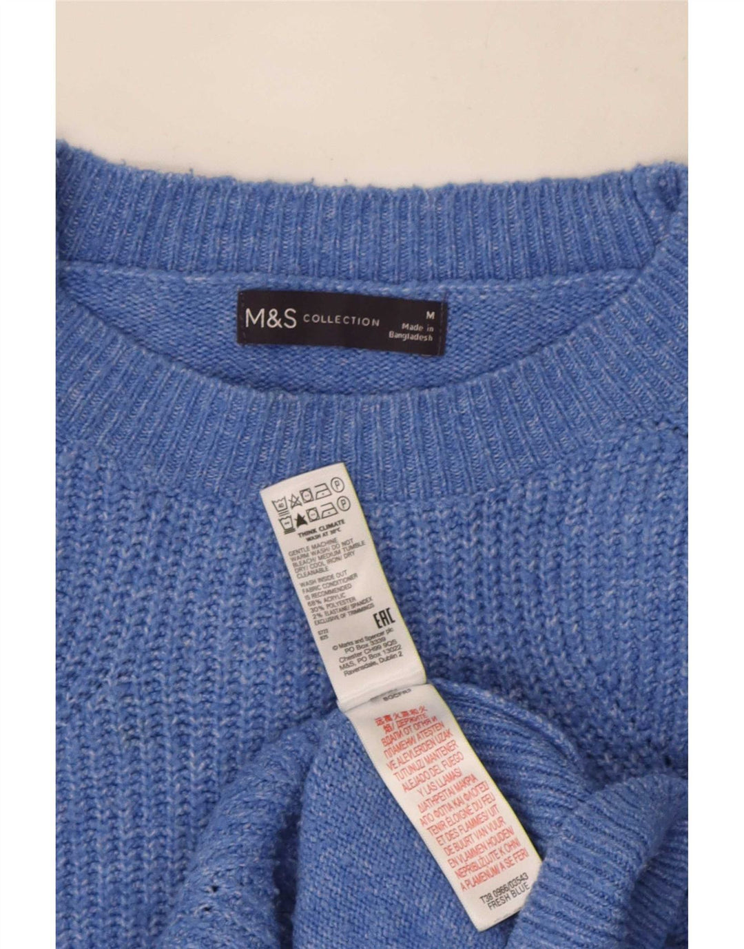Marks & Spencer Damski sweter oversize z okrągłym dekoltem, UK 14, średni niebieski