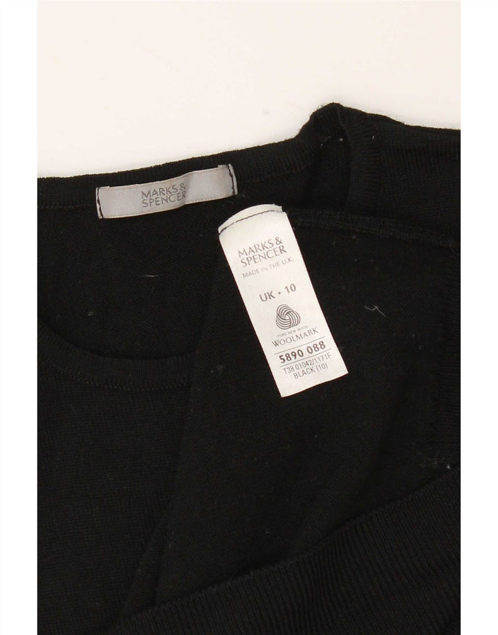 Marks & Spencer Damski sweter z okrągłym dekoltem, UK 10, mały, czarny, wełniany