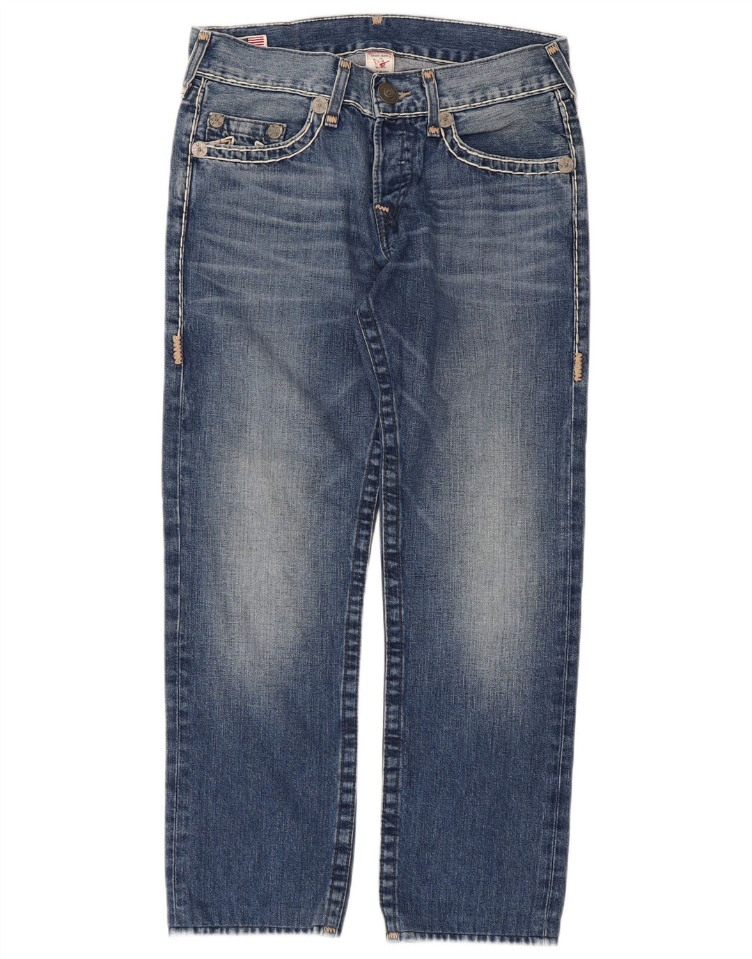 Damskie proste dżinsy True Religion W31 L28 Niebieskie bawełniane