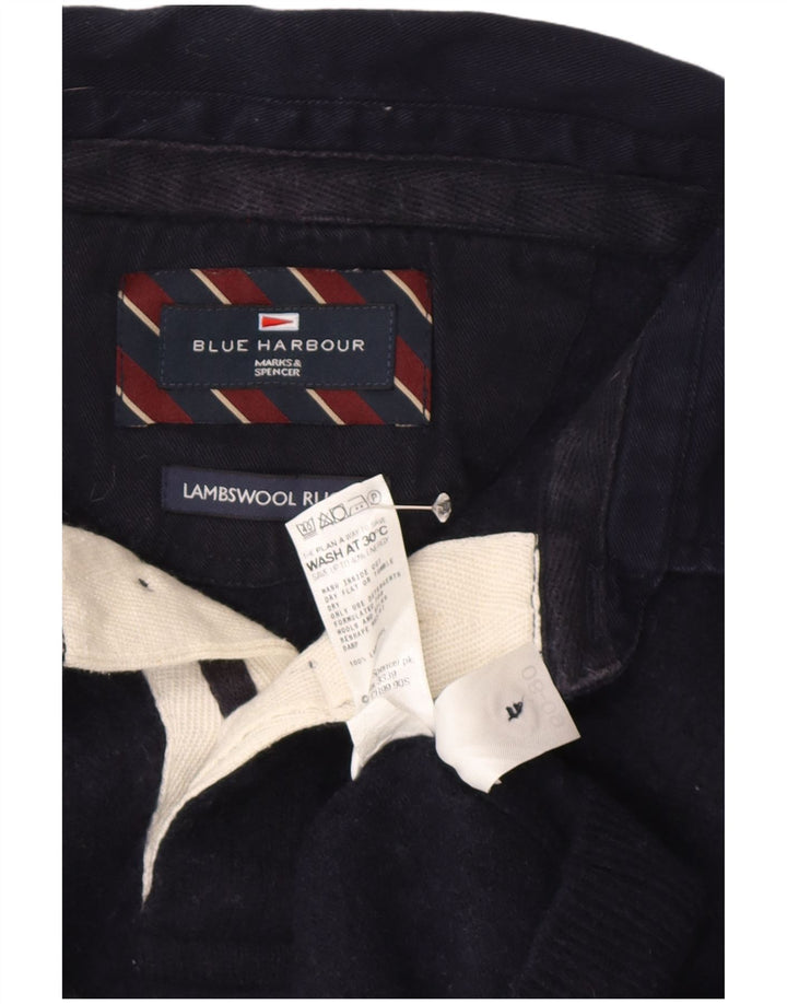 Marks & Spencer Męski sweter polo Blue Harbor, duży, granatowy