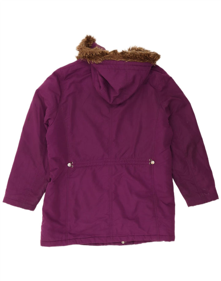 Damska kurtka parka z kapturem Marks & Spencer UK 20 2XL Fioletowy poliester