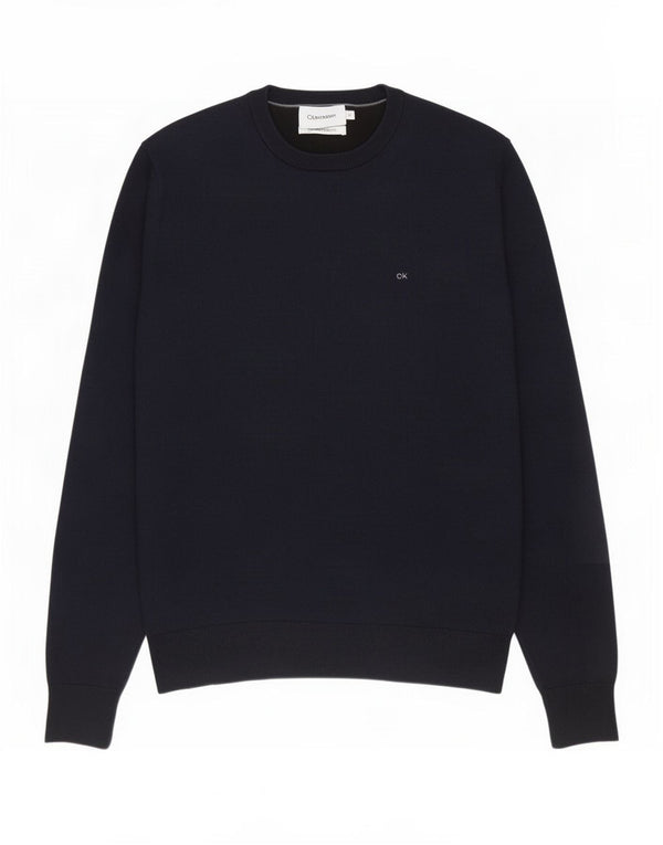 Męski sweter z okrągłym dekoltem Calvin Klein, mały, czarny, bawełniany