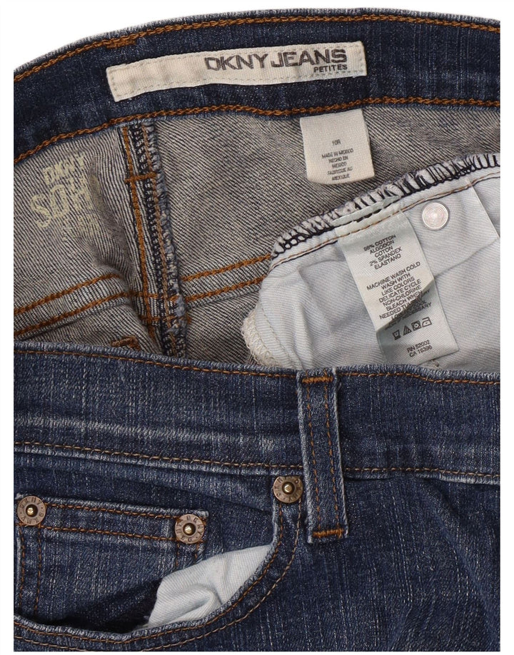 Damskie dżinsy DKNY Petites Bootcut US 10, duże, W30 L26, niebieska bawełna