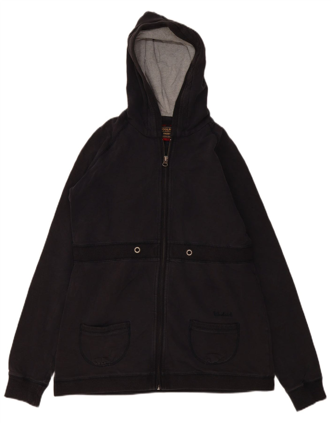 Damski sweter z kapturem i zamkiem Woolrich UK 12, średnia czarna bawełna