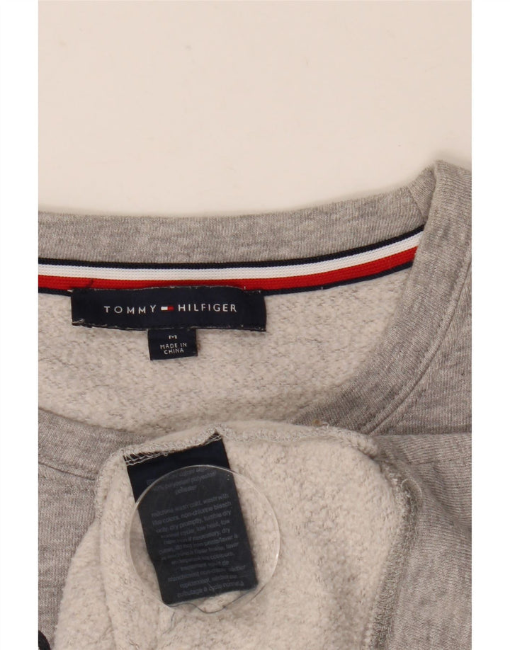 Damska bluza z grafiką Tommy Hilfiger UK 14, średnia, szara, nakrapiana