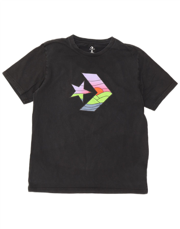 Converse Męski T-shirt z grafiką, duży, czarny, bawełniany