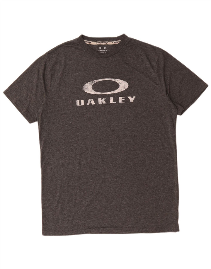 Męski T-shirt z grafiką Oakley o regularnym kroju, średnioszary