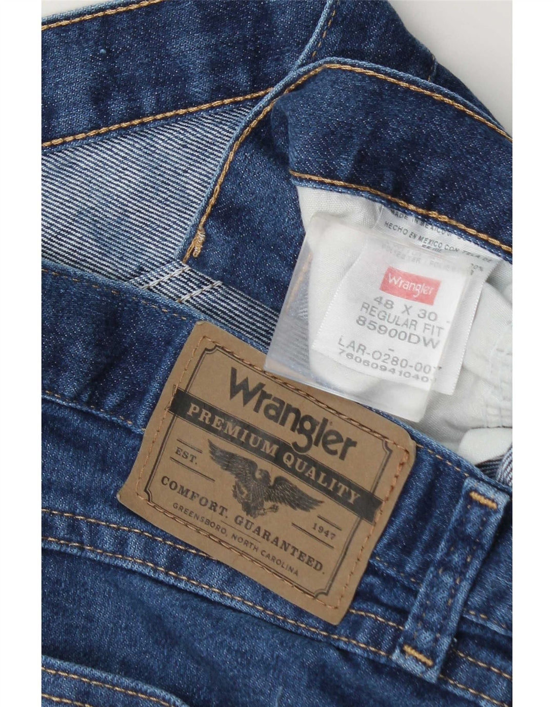Męskie jeansy Wrangler o prostym kroju W48 L30, niebieskie, bawełniane