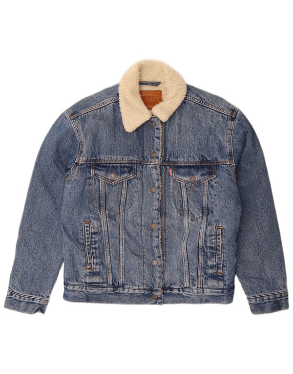 Damska kurtka jeansowa oversize Levi's Sherpa UK 10 Small, niebieska, bawełniana