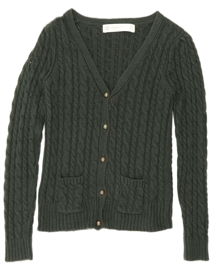 Sweter damski Zara Cardigan UK 12 Średni zielony bawełniany