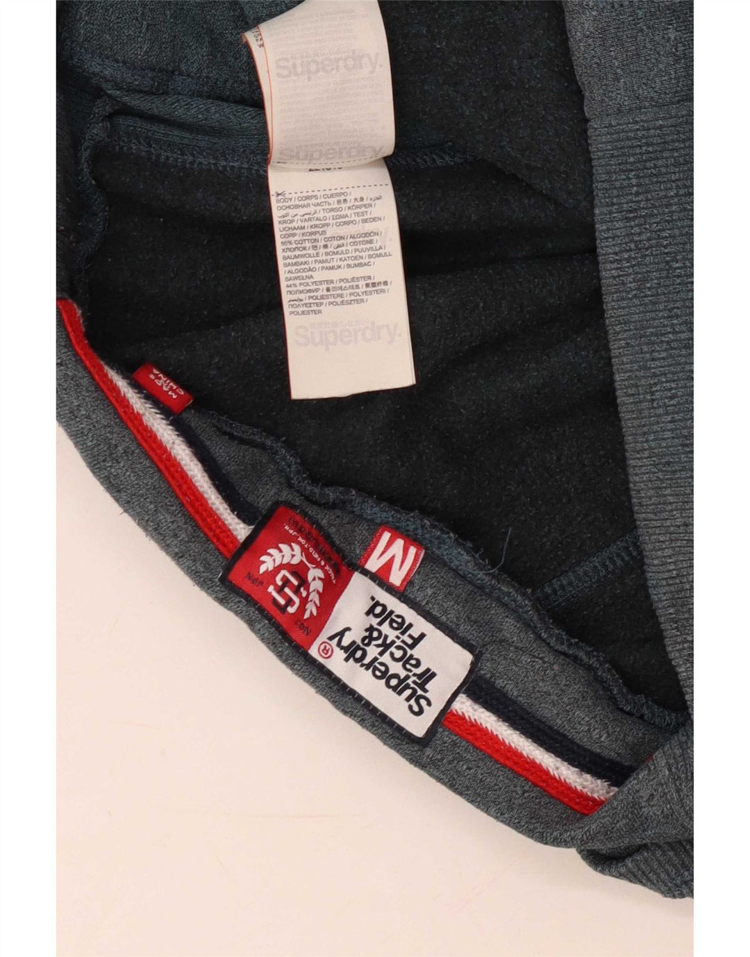 Męskie spodnie dresowe Superdry z grafiką, średnioszare, bawełniane