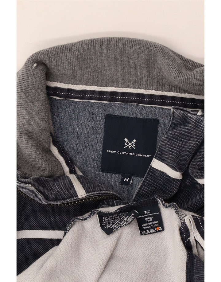 CREW CLOTHING Męski sweter z zamkiem błyskawicznym i średnim granatem w paski