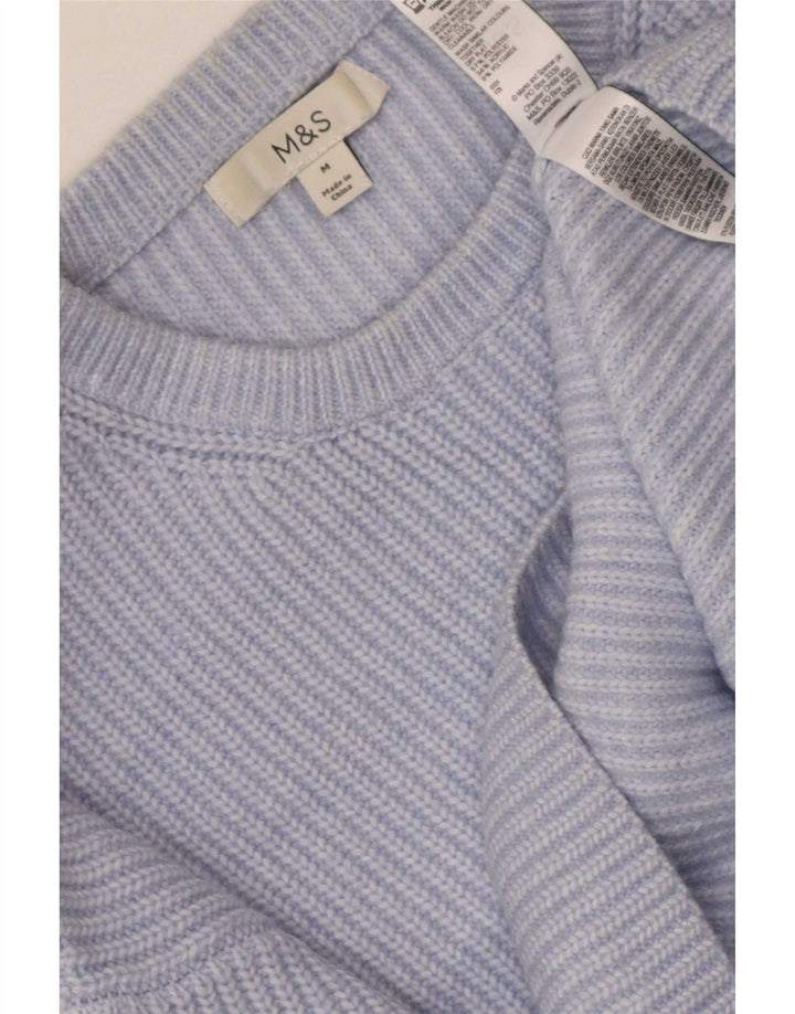 Marks & Spencer Damski sweter z okrągłym dekoltem, UK 14, średni niebieski poliester