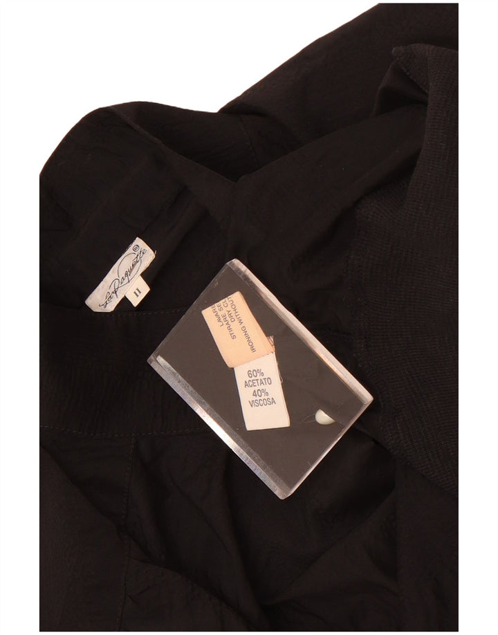 Damska bluzka koszulowa w stylu vintage UK 18 XL, czarna, octanowa