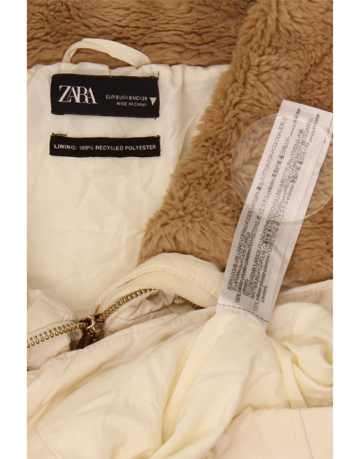 Damska, oversize'owa, wyściełana kurtka Zara UK 10, mała, biała, poliestrowa