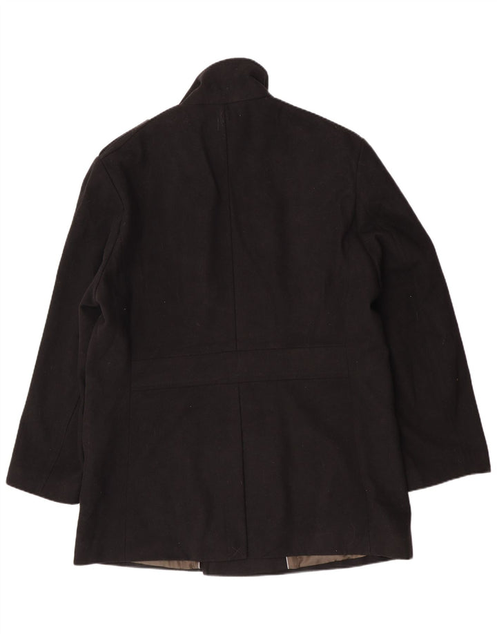 Marks & Spencer Męski wojskowy dwurzędowy płaszcz wojskowy UK 42 XL, czarny poliester