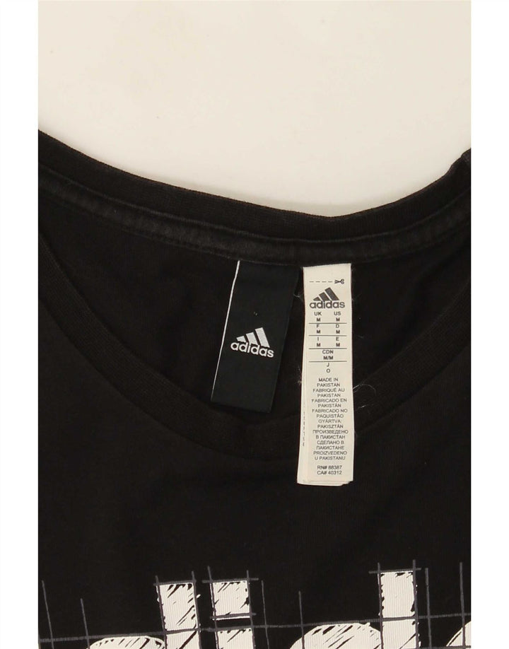 Męska koszulka z grafiką Adidas, średnia, czarna bawełna